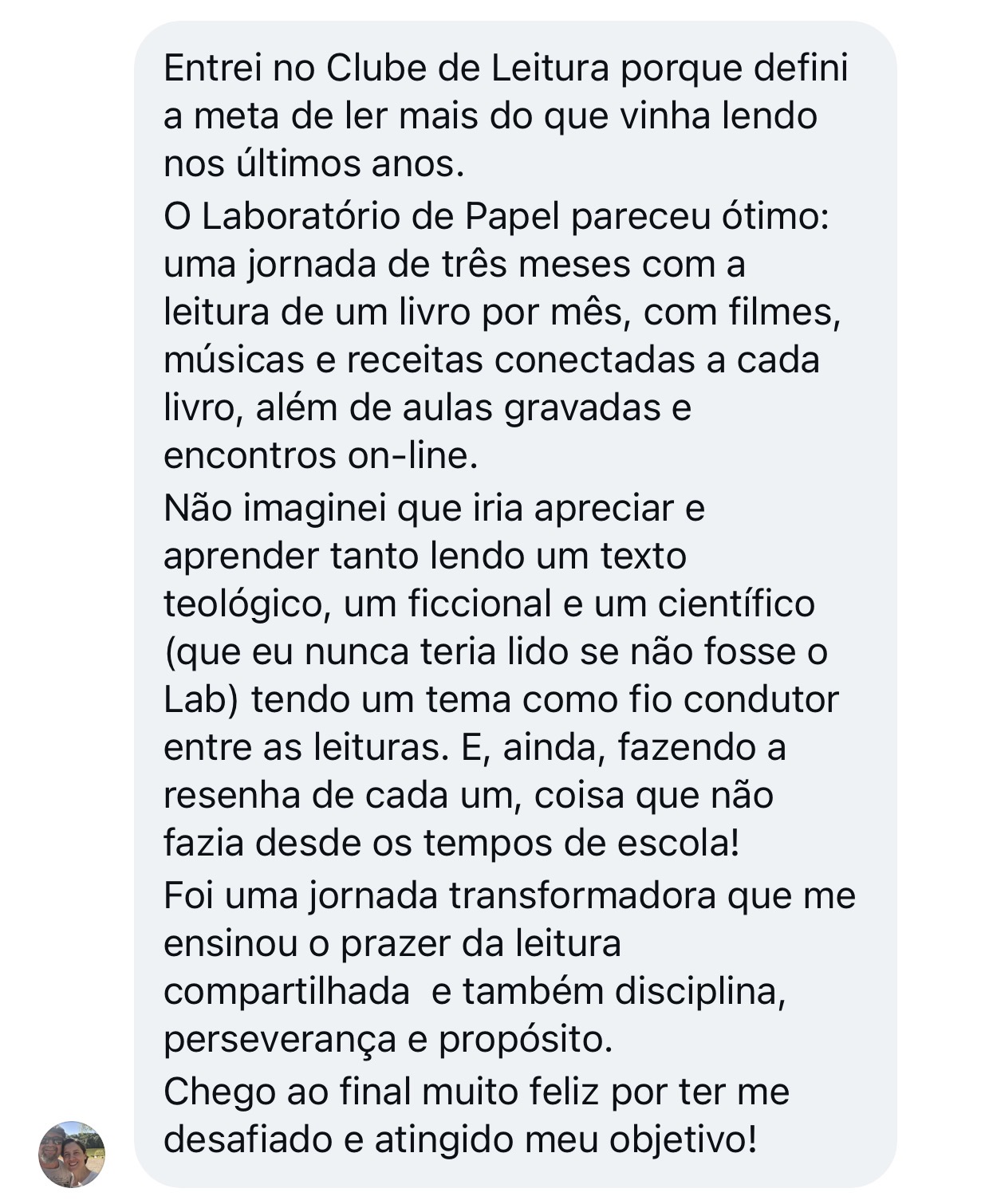 Depoimento de aluno do Laboratório de Papel